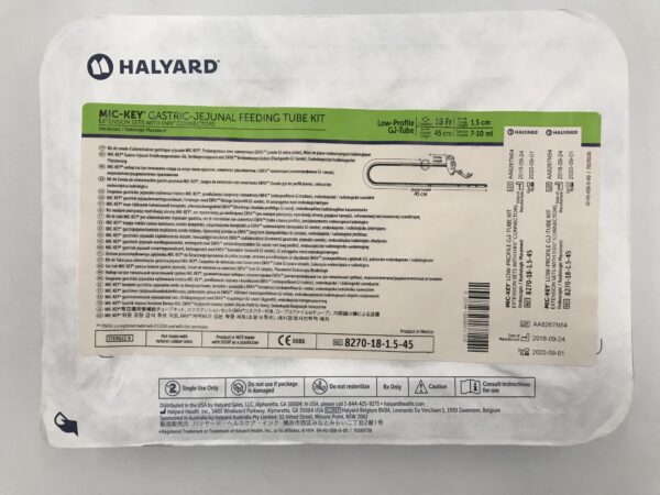 Halyard 8270-18-1.5-45 Mic-Key* Gastric-Jejunal Feeding Tube Kit Extension Sets with ENFit Connectors 18Fr (X)