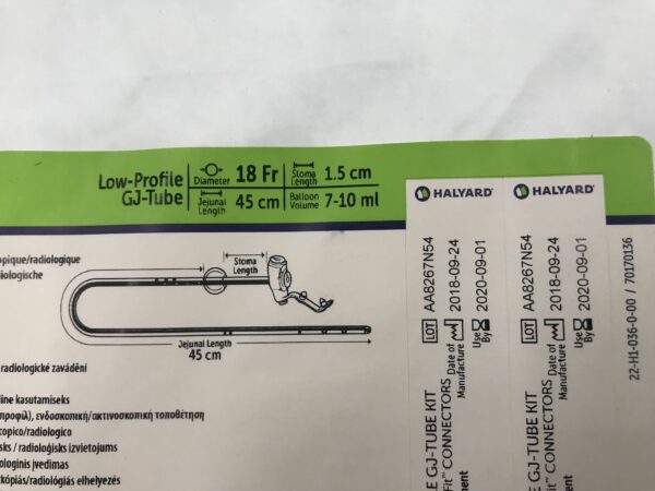 Halyard 8270-18-1.5-45 Mic-Key* Gastric-Jejunal Feeding Tube Kit Extension Sets with ENFit Connectors 18Fr (X)