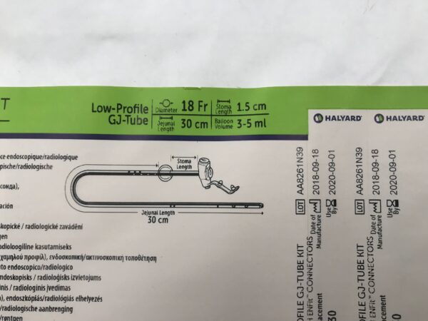 Halyard 8270-18-1.5-30 Mic-Key* Gastric-Jejunal Feeding Tube Kit Extension Sets with ENFit Connectors 18Fr (X)