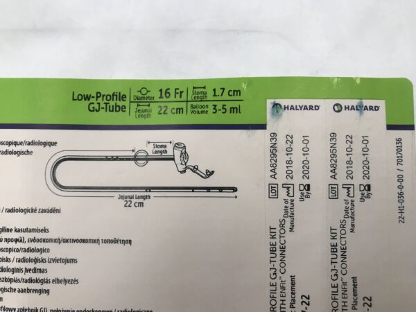Halyard 8270-16-1.7-22 Mic-Key* Gastric-Jejunal Feeding Tube Kit Extension Sets with ENFit Connectors 16Fr (X)