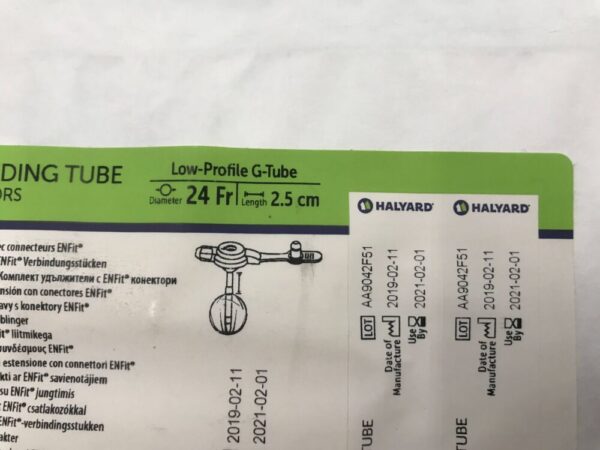 Halyard 8140-24-2.5 Mic-Key* Gastrostomy Feeding Tube Extension Sets with ENFit Connectors Low-Profile G-Tube 24Fr (X)