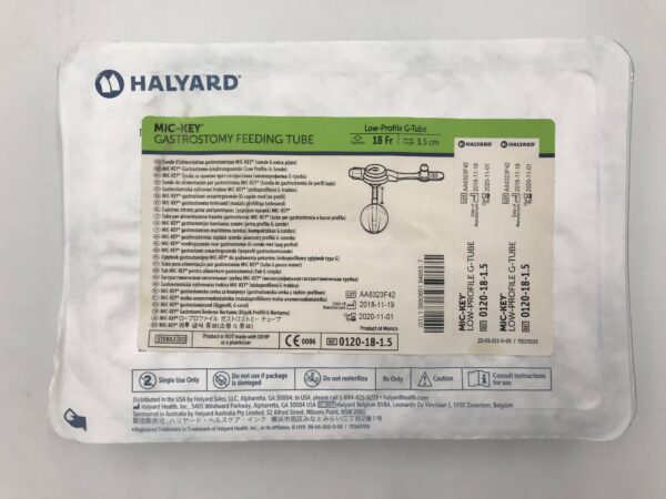 Halyard 0120-18-1.5 Mic-Key* Gastrostomy Feeding Tube Low-Profile G-Tube 18Fr (X)