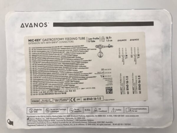 AVANOS 8140-16-1.0 Mic-Key* Gastrostomy Feeding Tube Extension Sets With Enfit Connectors, 16Fr x 1.0cm (X)