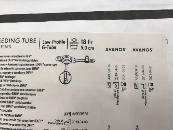 AVANOS 8140-18-5.0 Mic-Key* Gastrostomy Feeding Tube Extension Sets With Enfit Connectors, 18Fr x 5.0cm (X)