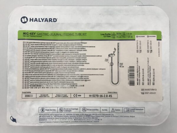 HALYARD 0270-16-2.0-45 Mic-Key* Gastric-Jejunal Feeding Tube Kit Low-Profile GJ-Tube 16Fr (X)
