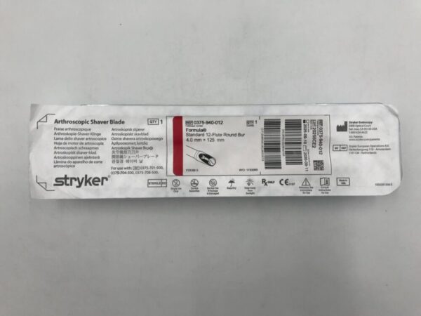 STRYKER 0375-940-012 Formula Standard 12-Flute Round Bur 4mm x 125mm