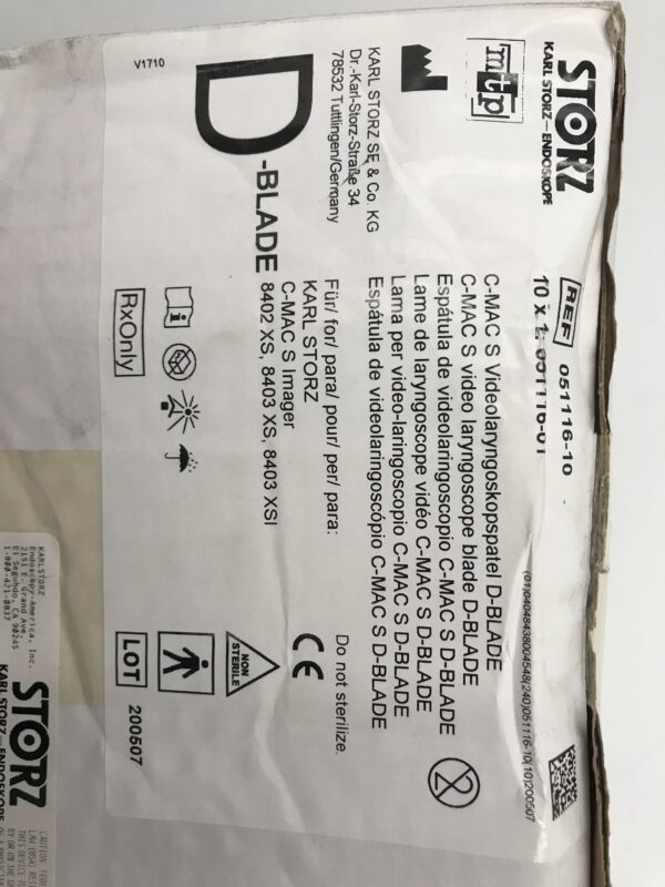 Storz 051116-10 C-MAC S Video Laryngoscope Blade D-Blade (10/Box)