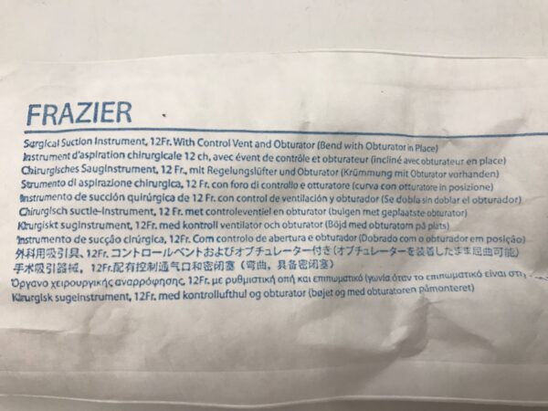 Conmed 0033120 Frazier Surgical Suction Instrument 12Fr with Control Vent and Obturator