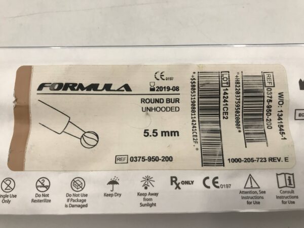 Stryker 0375-950-200 Formula Arthroscopic Shaver Blade Round Bur Unhooded 5.5mm (X)