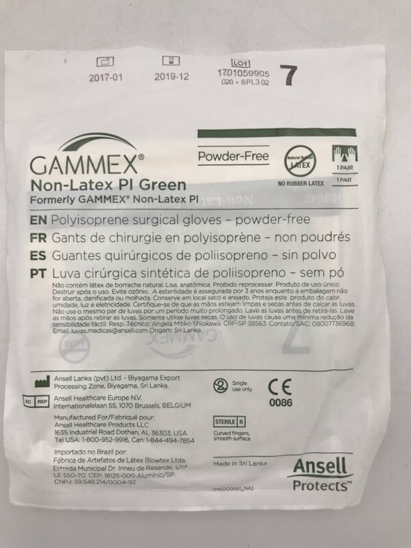 Ansell 20685270 Gammex Non-Latex Pi Green Surgical Gloves (10/Box) (X)