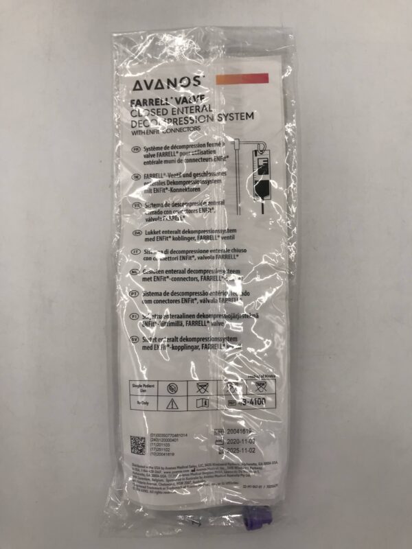 AVANOS 43-4100 Farrell Valve Closed Enteral Decompression System w/ EnFit Connectors
