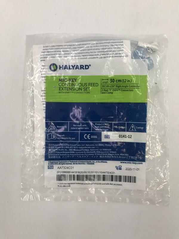 HALYARD 0141-12 Mic-Key Continuous Feed Extension Set w/ EnFit Connectors 30cm (X)