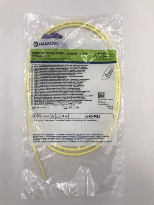 HALYARD 40-7431 CorFlo Nasogastric/Nasointestinal Feeding Tube w/Stylet and EnFit Connector 10F