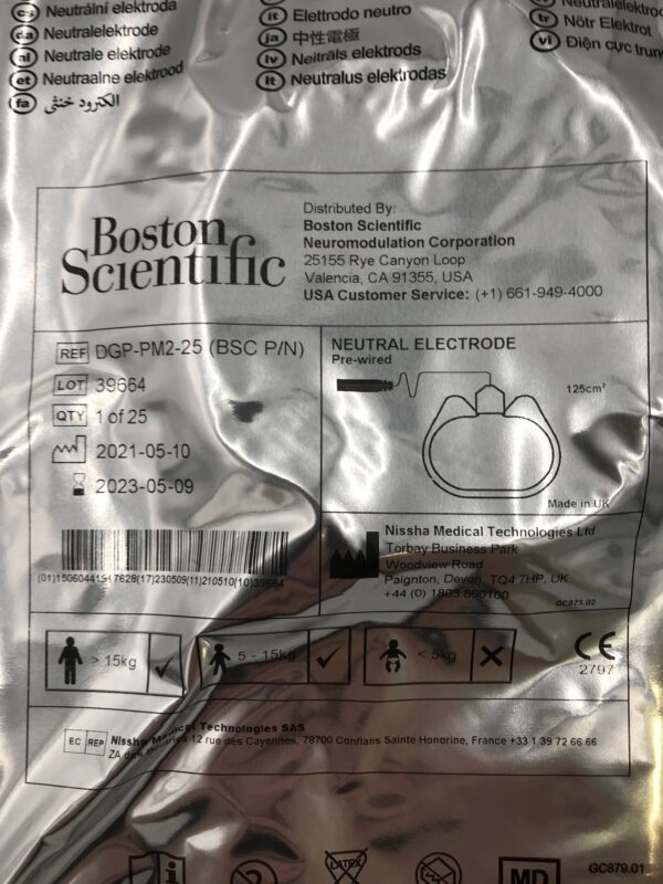BOSTON SCIENTIFIC/ Nissha Medical Technologies DGP-PM2-25 Neutral Electrode Pre-Wired 125cm (X)
