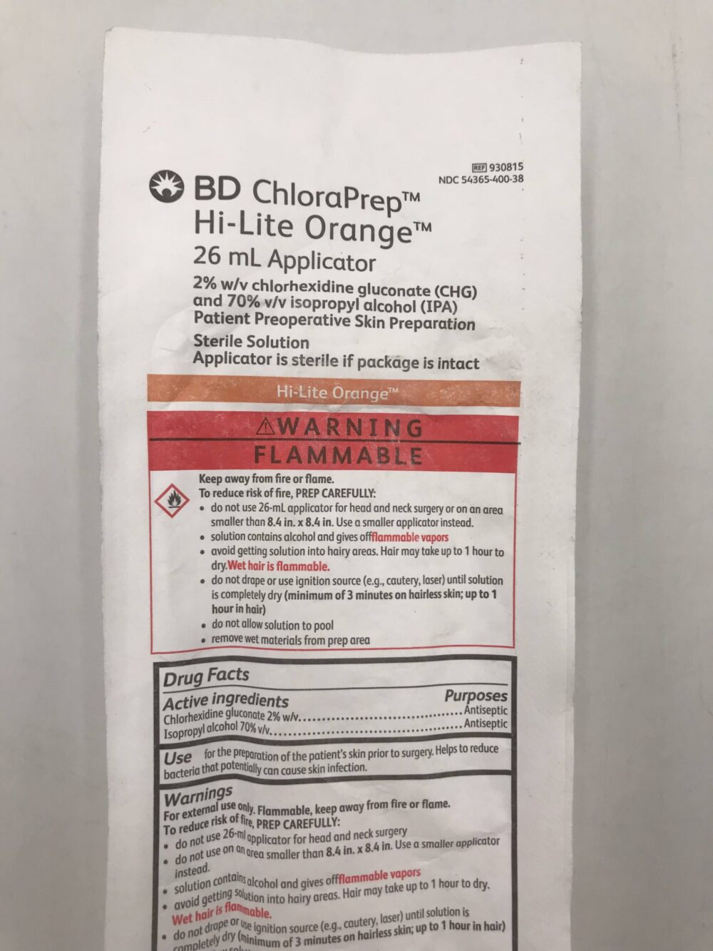 BD 930815 ChloraPrep Hi-Lite Orange Applicator 26mL (X)