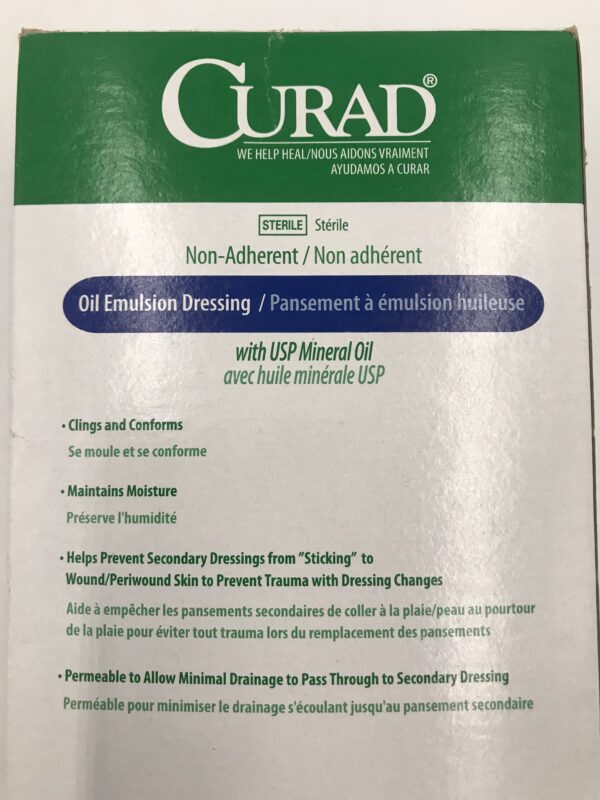 Medline CUR250381 Curad Non-Adherent Oil Emulsion Dressing with USP Mineral Oil 3in x 8in  (24/Box)(X)