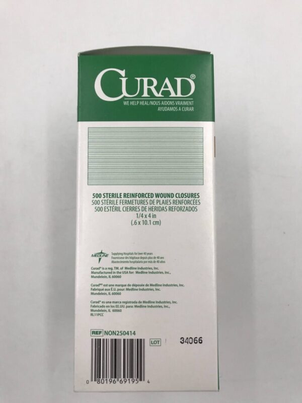 Medline NON250414 Curad Reinforced Wound Closures Breathable 1/4 x 4in (50/Box)