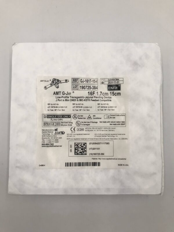 Applied Medical GJ-1617-15-I AMT G-Jet Low-Profile Transgastric-Jejunal Feeding Device 16F (X)
