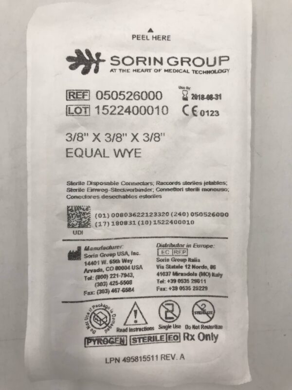 Sorin Group 050526000 Equal Wye 3/8" x 3/8" x 3/8" (X)