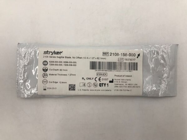STRYKER 2108-158-000 Sagittal Blade 12.4 x 1.27 x 82.1mm