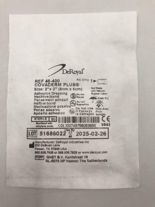 DeRoyal 46-400 Covaderm Plus Adhesive Dressing 2" x 2"