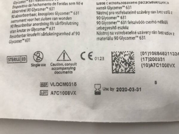 Covidien VL0CM0315 V-Loc 90 Absorbable Wound Closure Device 2-0 3 Metric 12" 30cm Violet GS-21 Taper (X)