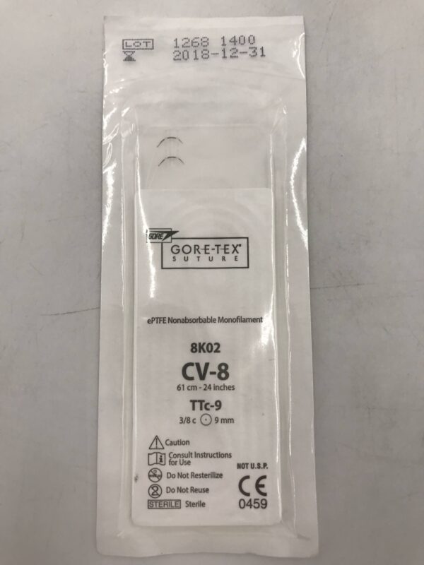 Gore 8K02 Gore-Tex Suture ePTFE Nonabsorbable Monofilament CV-8 61cm TTc-9 3/8C (X)