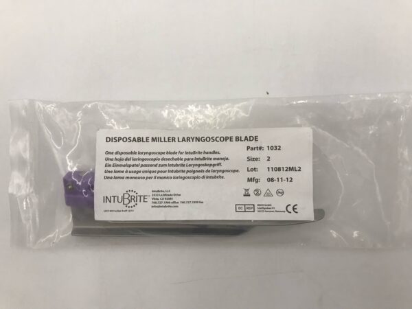 IntuBrite 1032 Disposable Miller Laryngoscope Blade Size 2