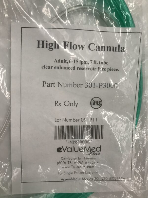 ValueMed 301-P3000 High Flow Cannula Adult 6-15Ipm 7Ft. Tube Clear Enhanced Reservoir Face Piece