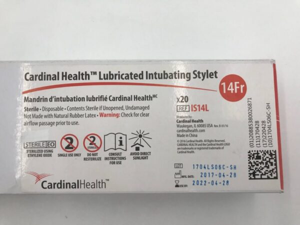 Cardinal Health IS14L Lubricated Intubating Stylet 14Fr (20/Box) (X)