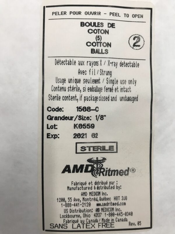 AMD Ritmed 1508-C Cotton Balls 1/8" (X)
