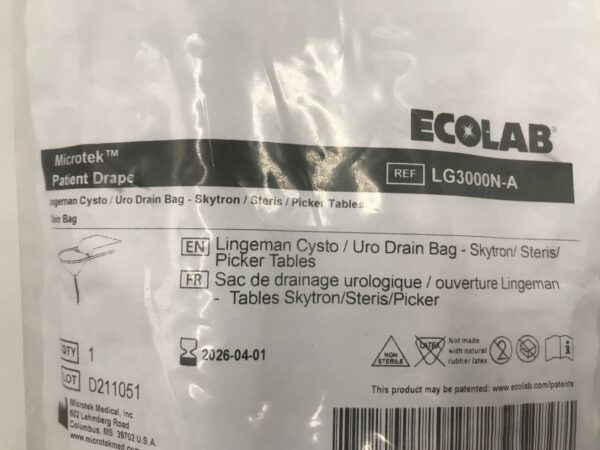 Microtek LG3000N-A Ecolab Patient Drape Drain Bag