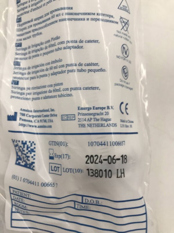 Amsino AS116 AMSure Piston Irrigation Syringe 60mL (17/Bag)