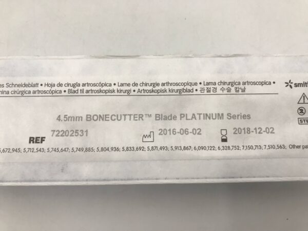 Smith & Nephew 72202531 Dyonics Arthroscopic Surgery Blade 4.5mm Boncutter Blade Platinum Series (X)