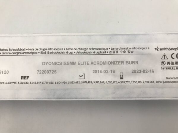 Smith & Nephew 72200725 Dyonics Arthroscopic Surgery Blade 5.5mm Elite Acromionizer Burr (X)