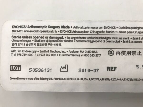 Smith & Nephew 7210909 Dyonics Arthroscopic Surgery Blade 5.5mm Full Radius Elite (X)