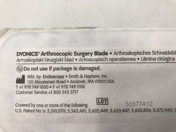 Smith & Nephew 72200095 Dyonics Arthroscopic Surgery Blade 3.5mm Incisor Plus Elite Blade (X)