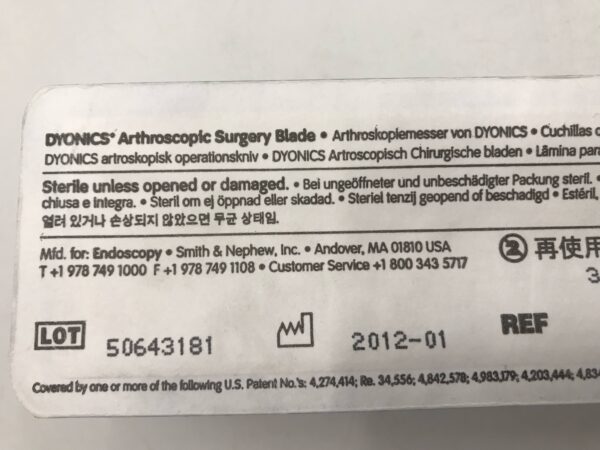 Smith & Nephew 7210751 Dyonics Arthroscopic Surgery Blade 3.5mm Full Radius Elite (X)
