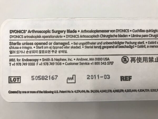 Smith & Nephew 7210486 Dyonics Arthroscopic Surgery Blade Series 3000 Bonecutter 3.5mm Full Radius (X)