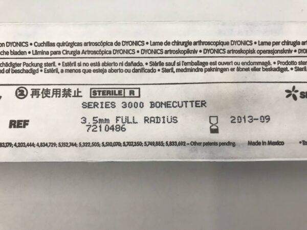 Smith & Nephew 7210486 Dyonics Arthroscopic Surgery Blade Series 3000 Bonecutter 3.5mm Full Radius (X)