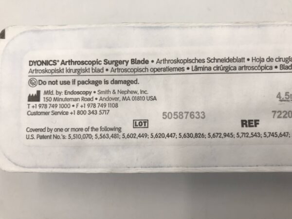 Smith & Nephew 72200036 Dyonics Arthroscopic Surgery Blade 4.5mm Curved Incisor Plus Elite Blade (X)