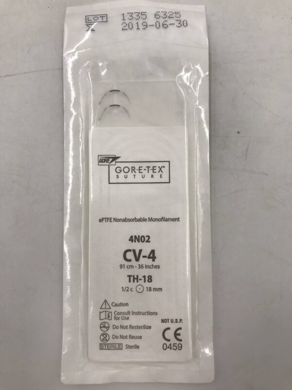 Gore 4N02 Gore-Tex Suture ePTFE Nonabsorbable Monofilament CV-4 91cm TH-18 1/2C (X)