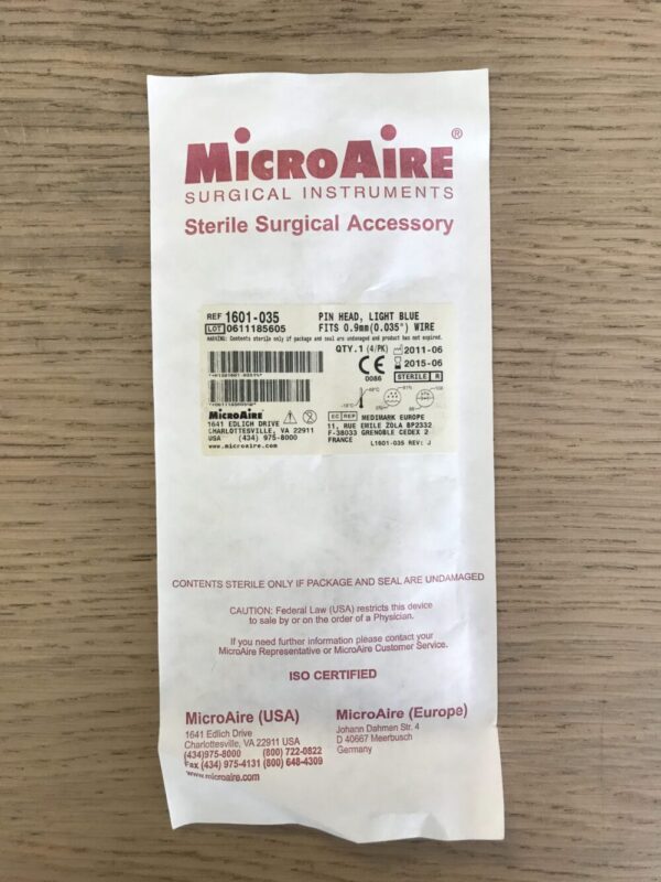 MICROAIRE 1601-035 Pin Head, Light Blue Fits 0.9mm Wire (X)