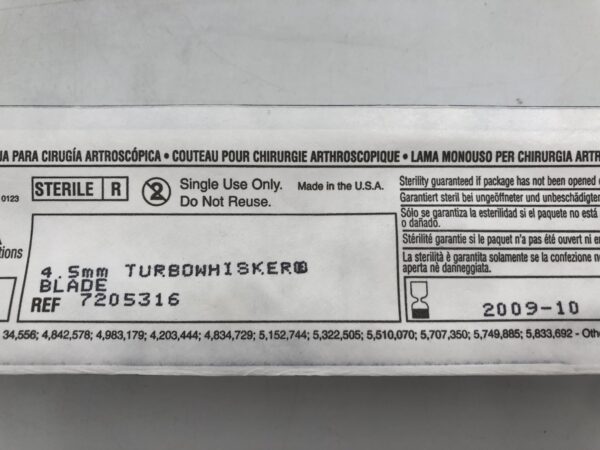 SMITH & NEPHEW 7205316 Dyonics Arthroscopic Surgery Turbowhisker Blade 4.5mm (X)