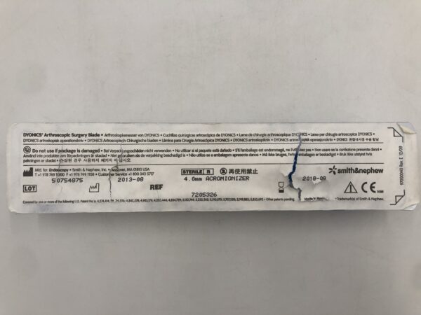 Smith & Nephew 7205326 Dyonics Arthroscopic Surgery Blade 4.0mm Acromionizer (X)