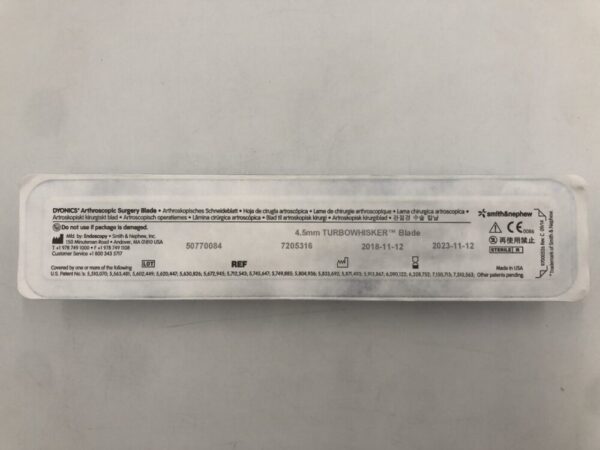 SMITH & NEPHEW 7205316 Dyonics Arthroscopic Surgery Turbowhisker Blade 4.5mm