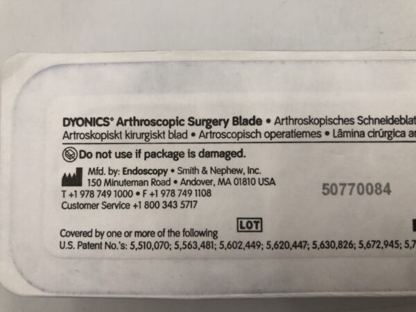 SMITH & NEPHEW 7205316 Dyonics Arthroscopic Surgery Turbowhisker Blade 4.5mm