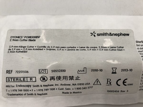 Smith & Nephew 72201506 Dyonics Powermini 2.9mm Cutter Blade (X)
