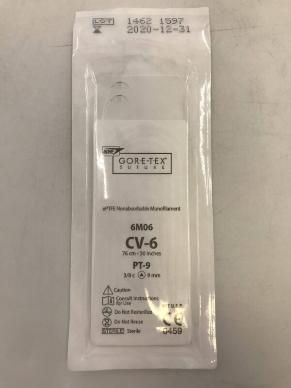 Gore 6M06 Gore-Tex Suture ePTFE Nonabsorbable Monofilament CV-6 76cm PT-9 9mm (X)