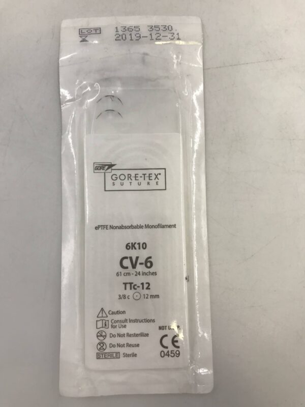 Gore 6K10 Gore-Tex Suture ePTFE Nonabsorbable Monofilament CV-6 61cm TTc-12 12mm (X)